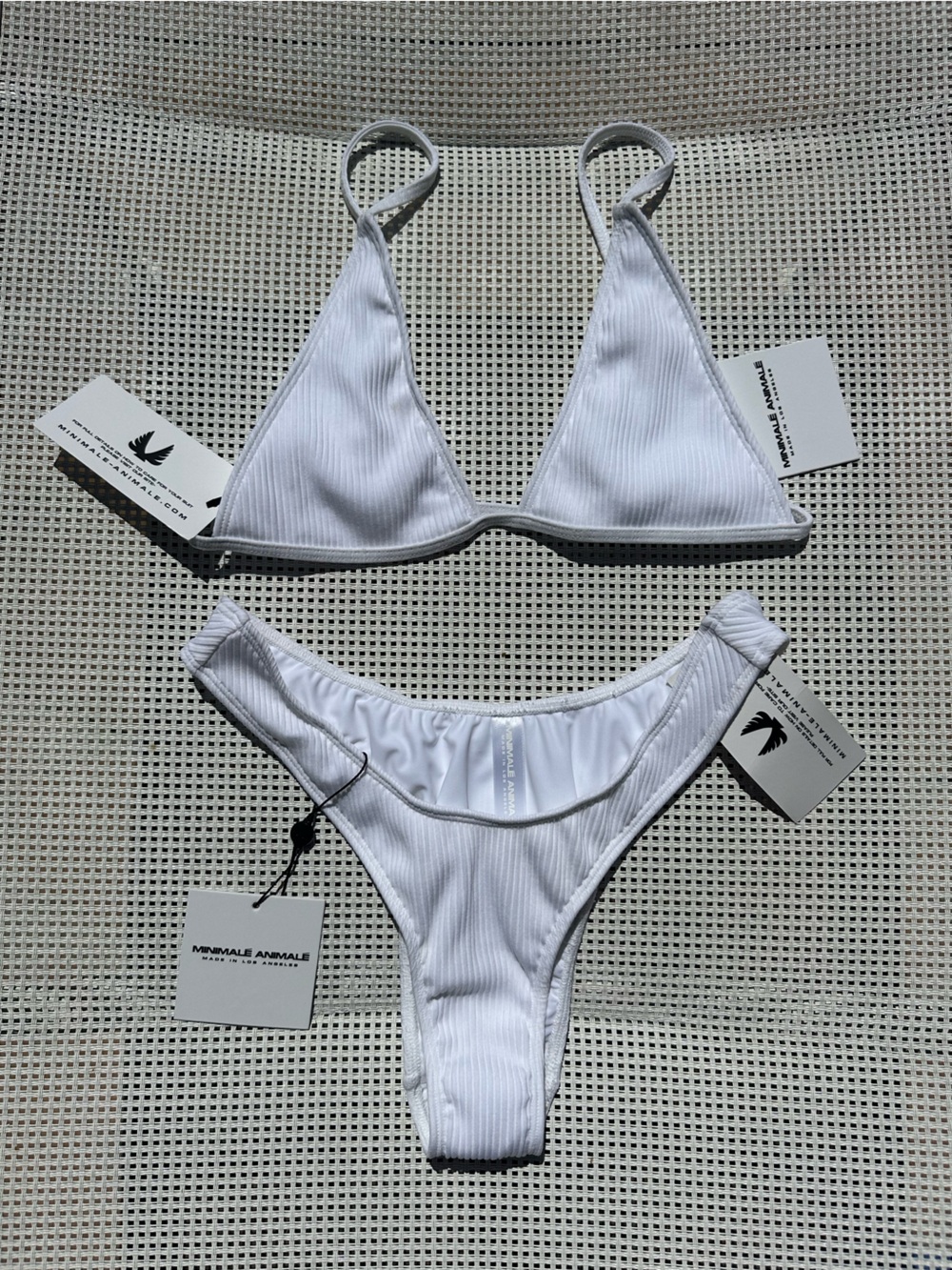 Minimale Animale White Ribbed Bikini Set size Medium